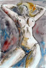 Akt, Feder/Aquarell